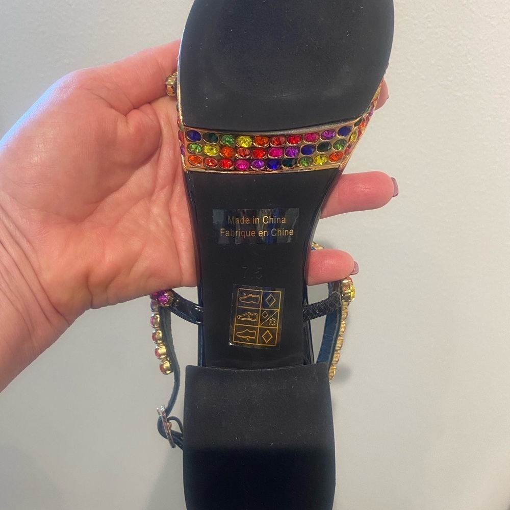 Jeffrey Campbell Rhinestone Platform Sandal Rainbow Multi Color New 7.5 in box - Picture 9 of 16